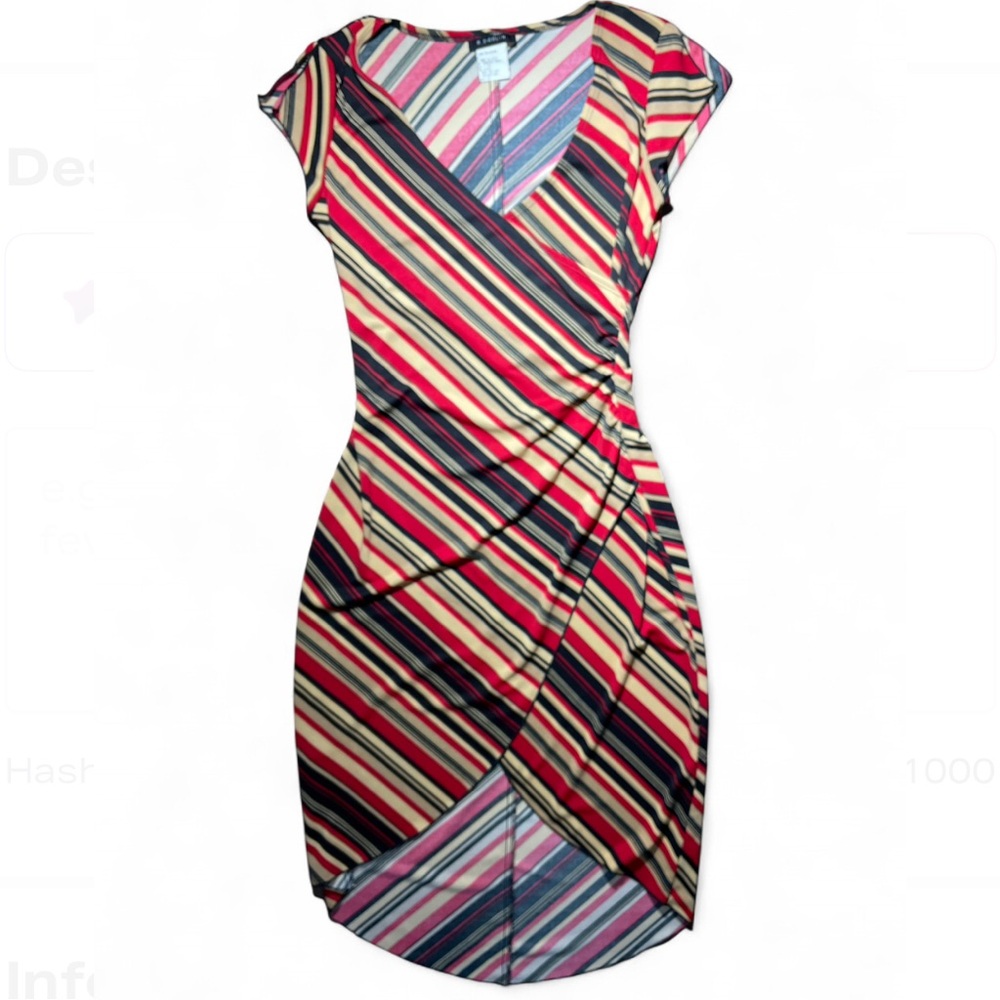 Striped Multicolor Wrap Dress 🤎🖤❤️💛